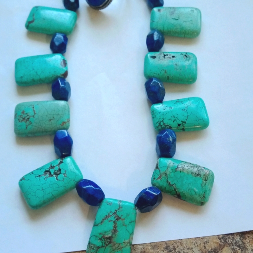 Vintage Navajo two stone and silver necklace and ring set